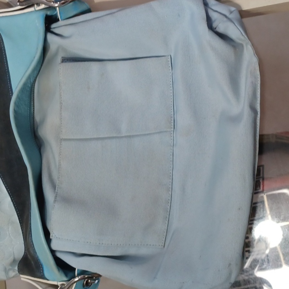 ALMOST VINTAGE COACH COACH BLUE WAVE PATCHWORK BAG - Picture 15 of 17